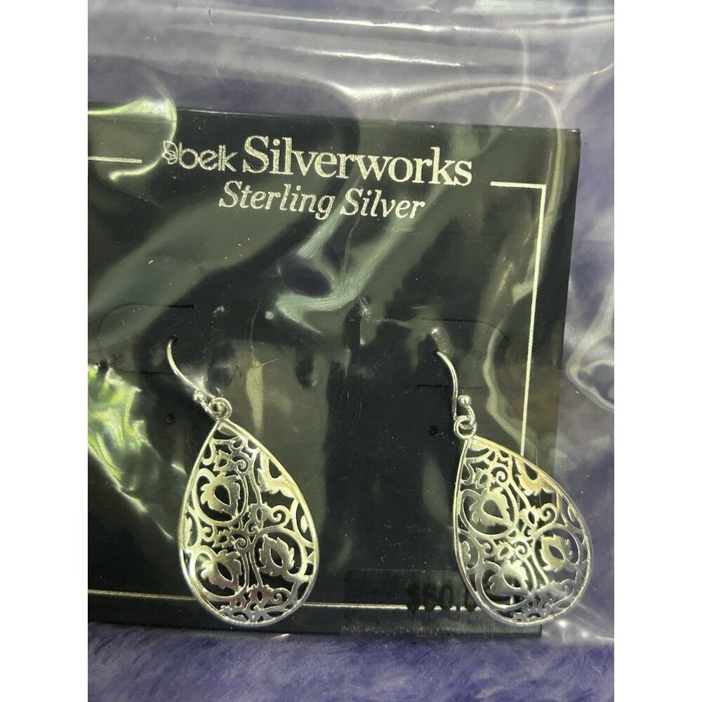 Belk Silverworks Large Filigree Teardrop Earrings in Sterling Silver